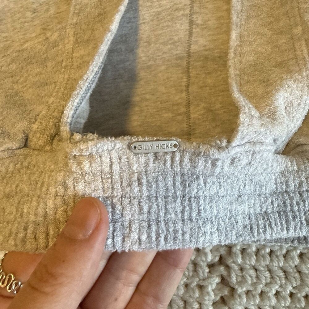 Gilly Hicks Sports Bra Longline Soft Tee Terry Cloth Feel Light Gray Size M - Picture 5 of 7